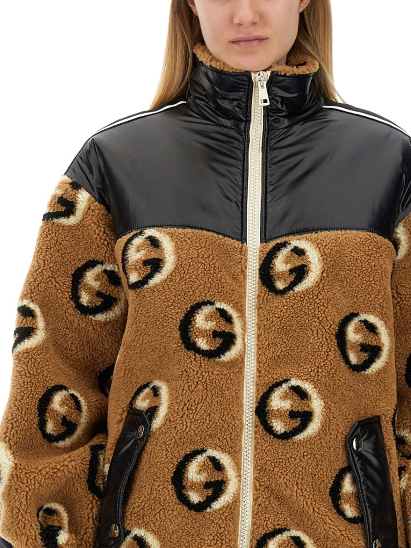 Gucci Jacquard Pattern Zipper Jacket In Luxurious Wool