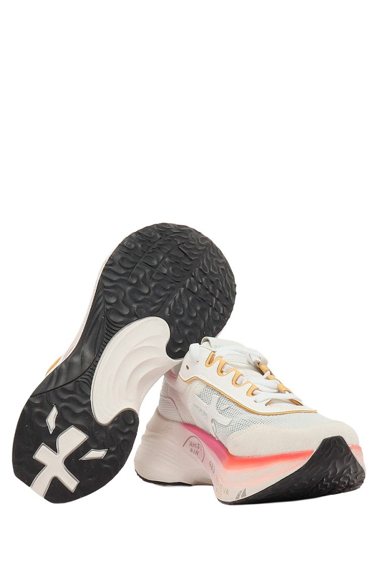 Premiata White Gradient Sole Nylon-Leather Running Sneakers