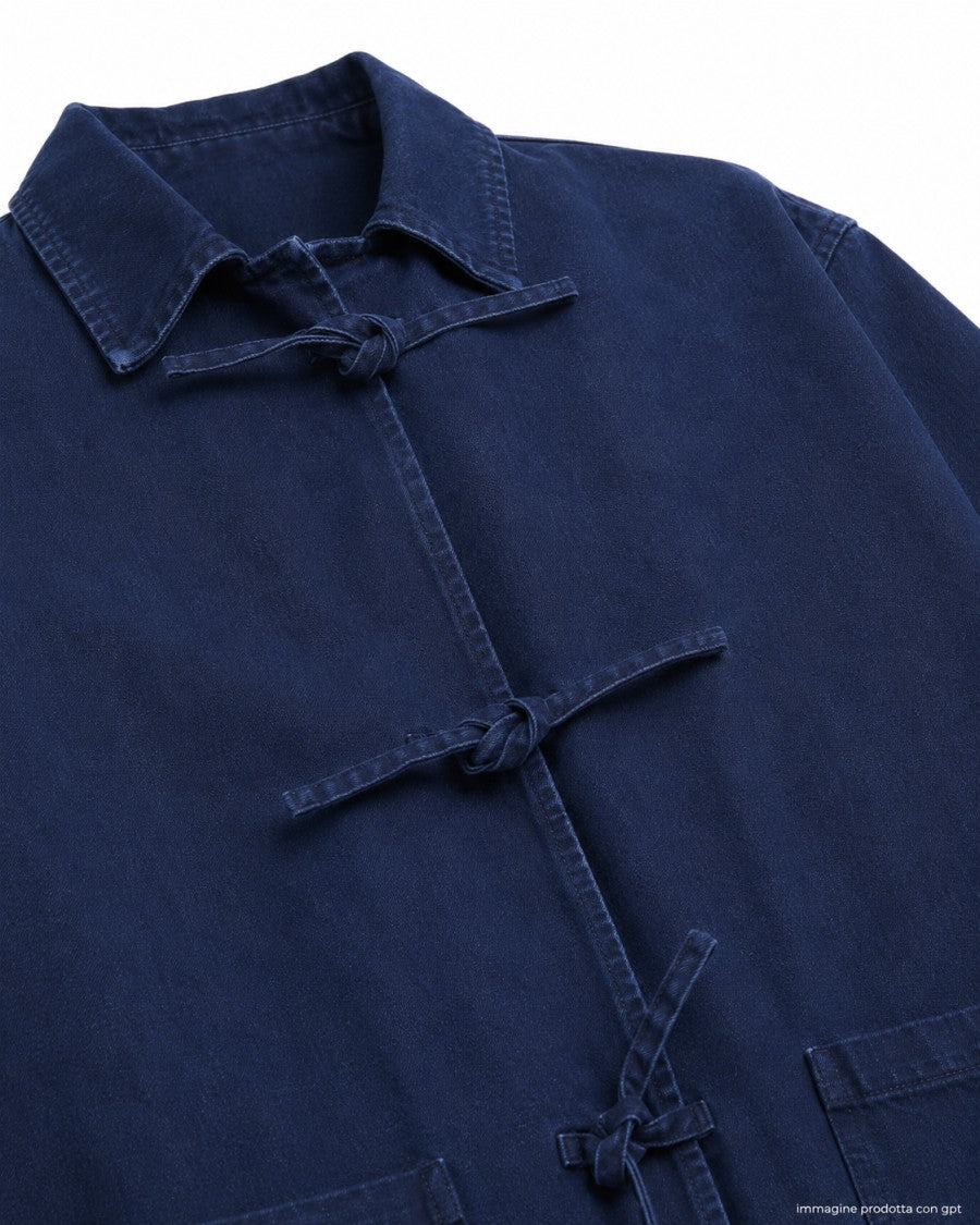 Eat Dust 673 Structured Denim Jacket With Classic French Collar