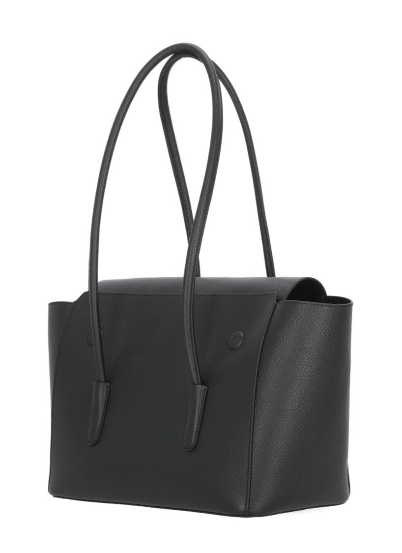 Coccinelle Large Pebbled Leather Shoulder Bag With Gold Hardware