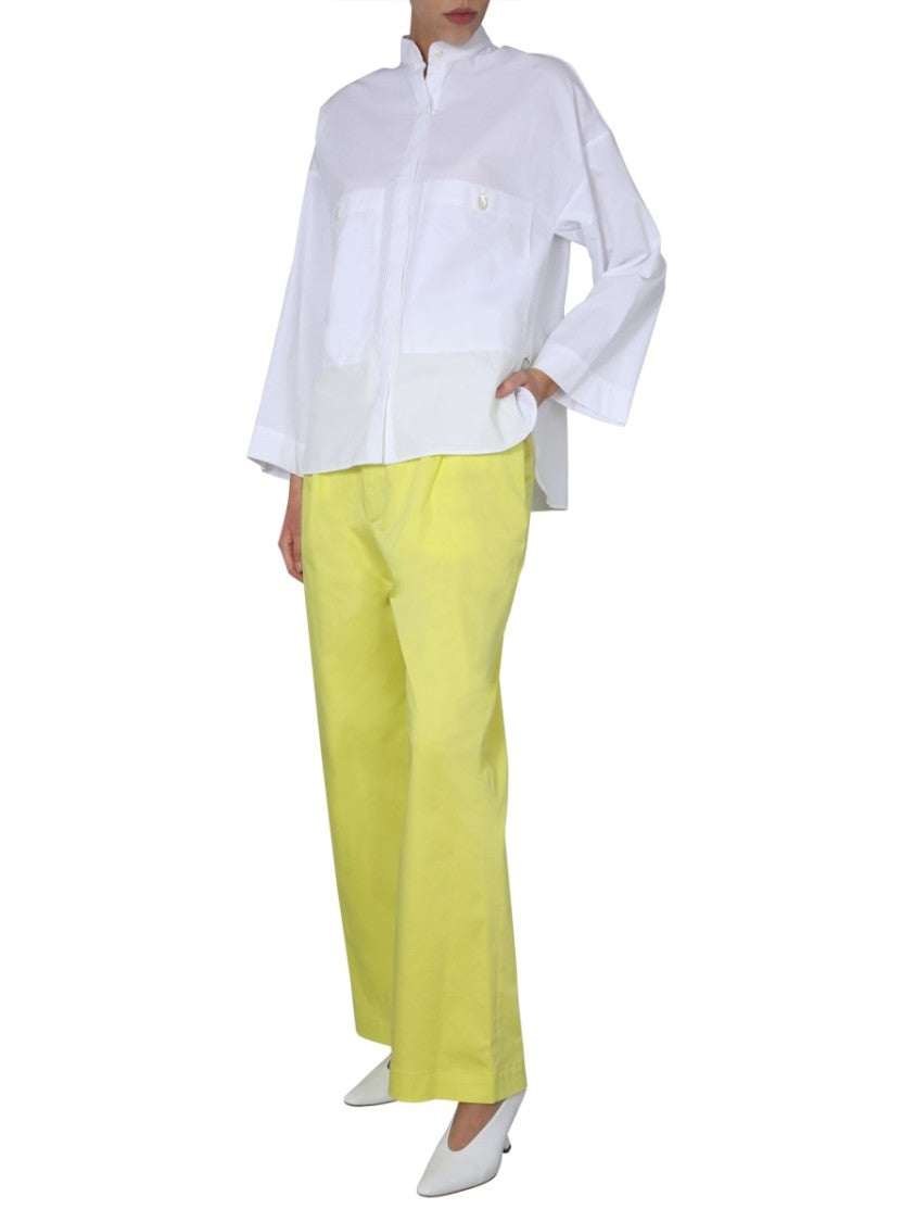 Jejia Green Wide Trousers With Elasticated Waistband