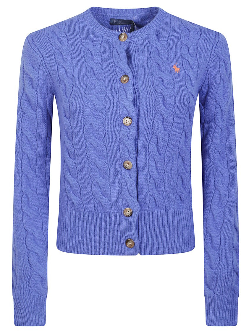 Polo Ralph Lauren Cable-Knit Cashmere Blend Cardigan With Embroidered Pony