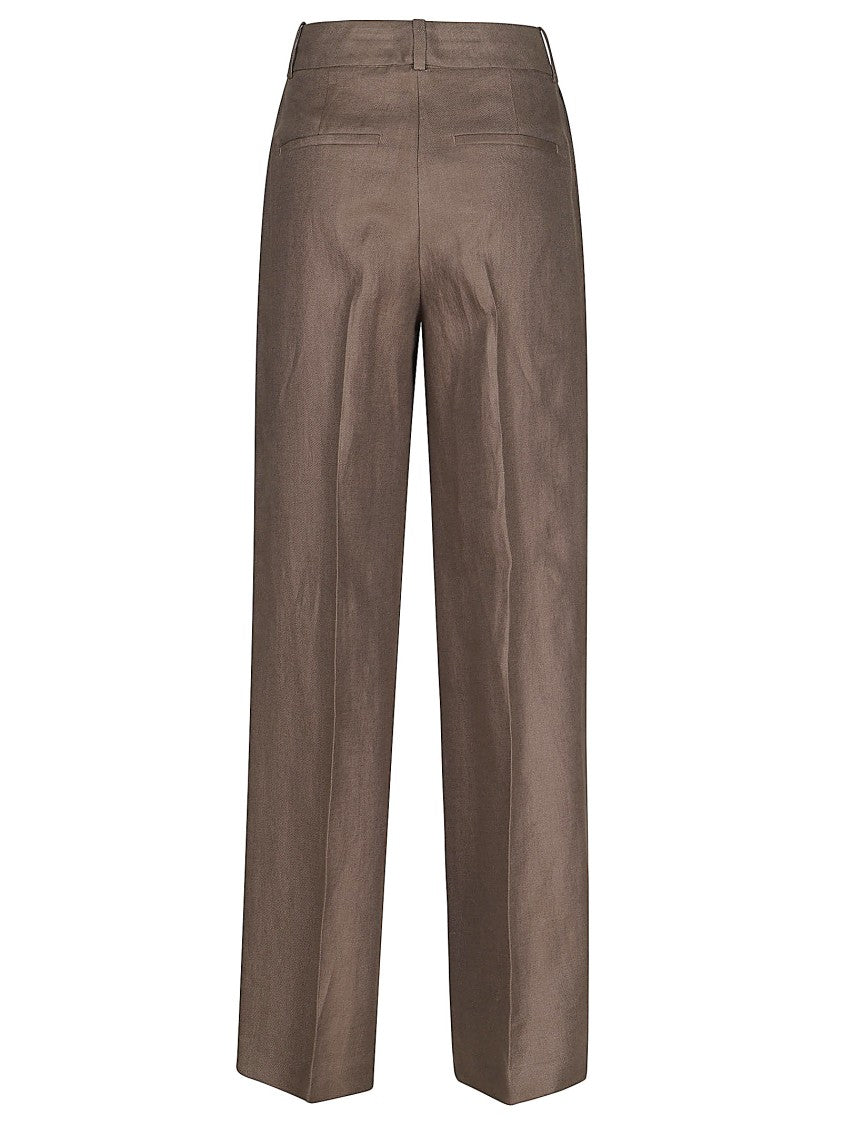 Peserico Linen Gabardine Trousers With Pleat And Subtle Shine