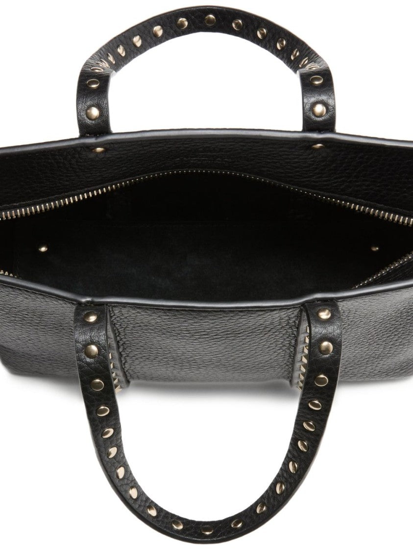 Valentino Garavani Textured Leather Handbag With Metallic Pyramid Studs