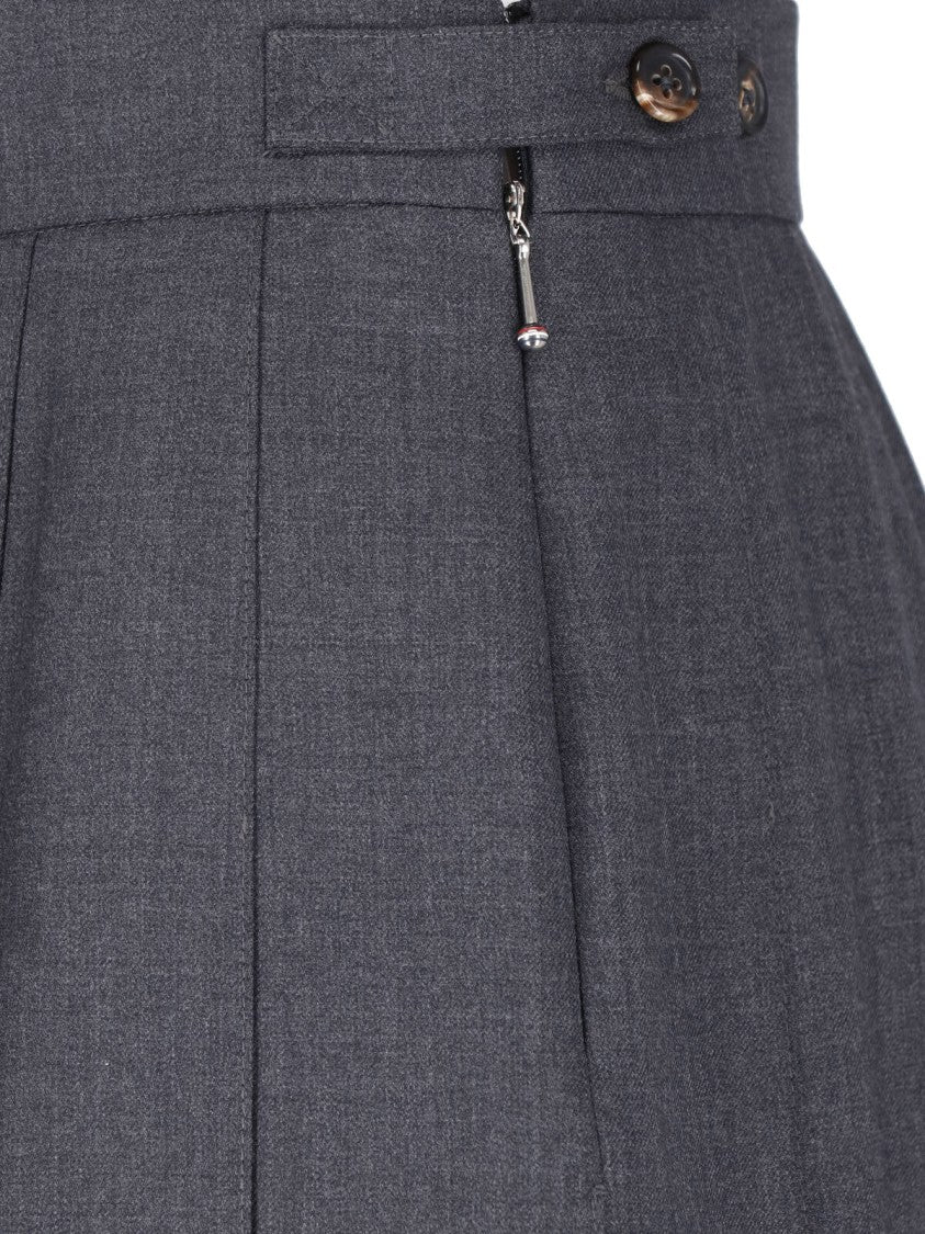 Thom Browne Grey Wool Pleated Mini Skirt
