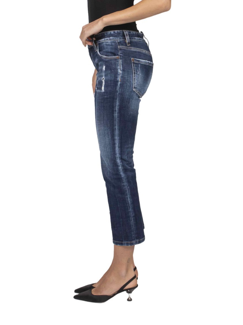 Dsquared2 Cropped Distressed Denim Jeans