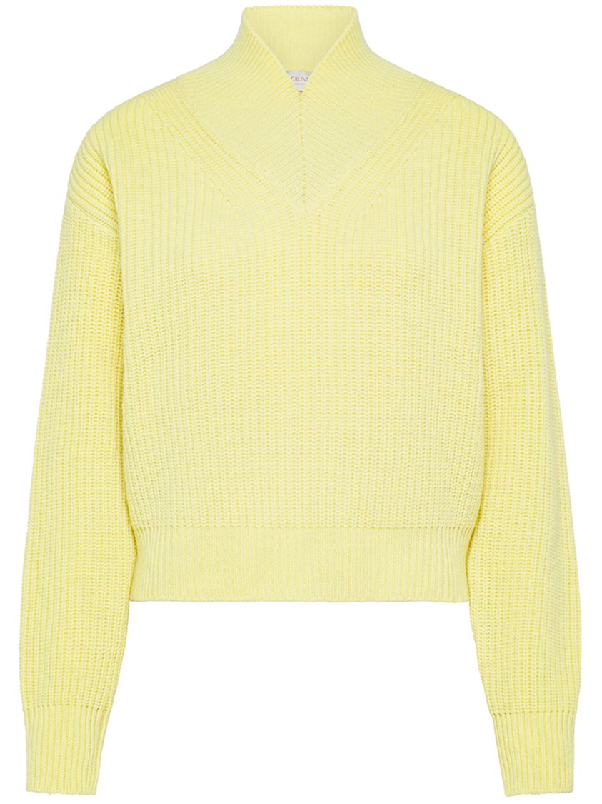 Cruna Cropped Ribbed Knit Sweater With Mock Neck