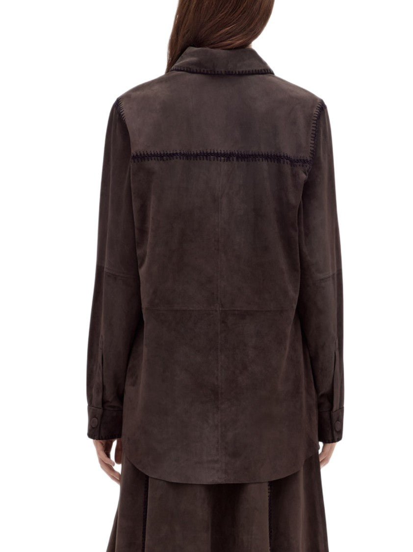 Blugirl Brown Suede-Like Jacket With Whipstitch Detailing