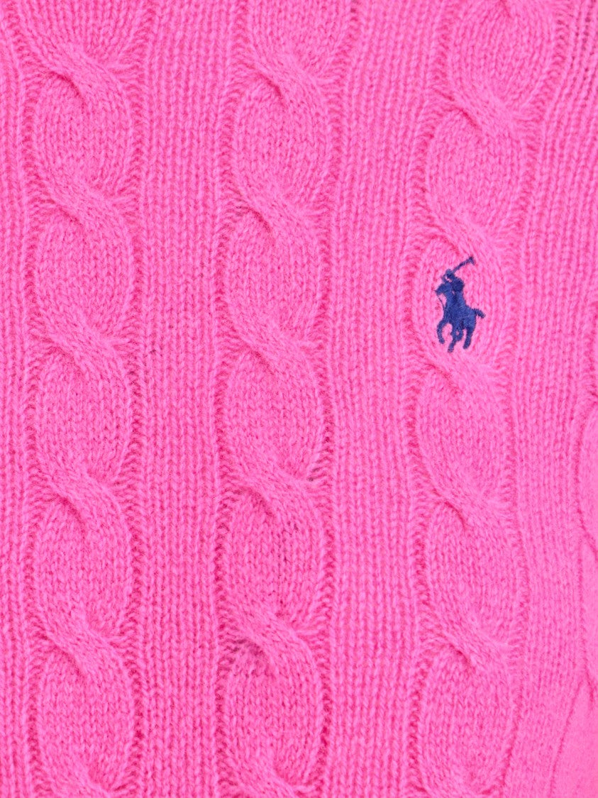 Polo Ralph Lauren Cable-Knit Sweater With Blue Logo Embroidery