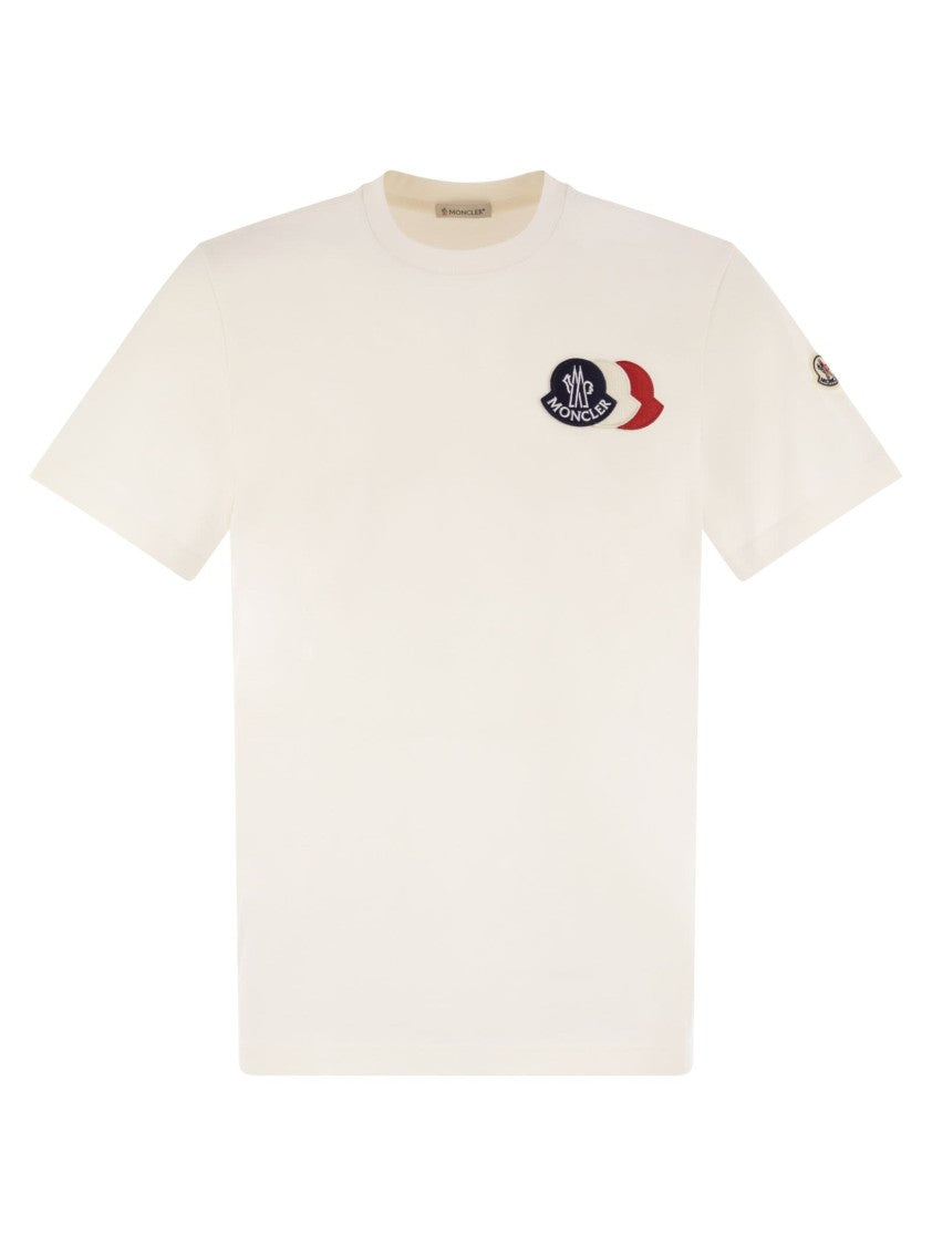 Moncler Cotton T-Shirt With Embroidered Tricolour Logo