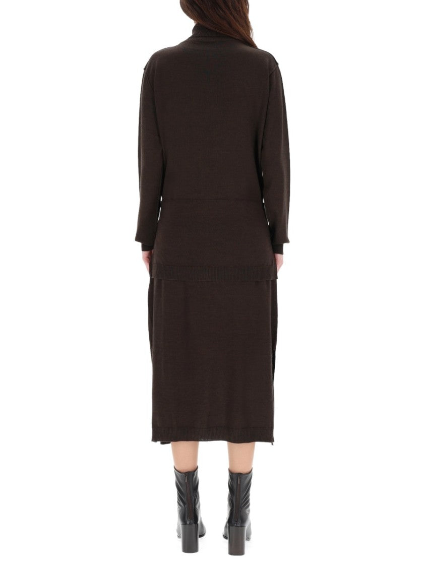 Lemaire Beige Acrylic-Blend Trompe L'oeil Midi Dress