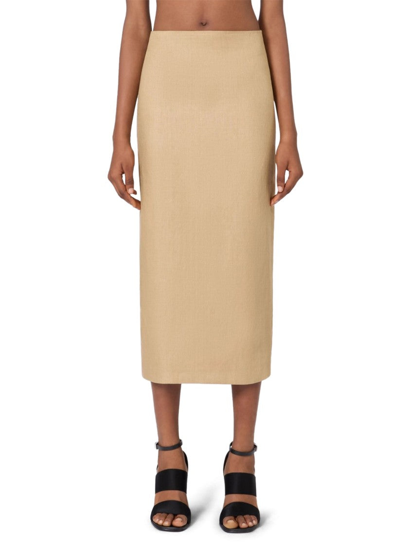 Max Mara Knee-Length Linen Skirt With Back Slit