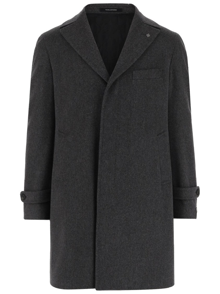 Tagliatore Reversible Wool Coat With Front Closure And Charm Logo