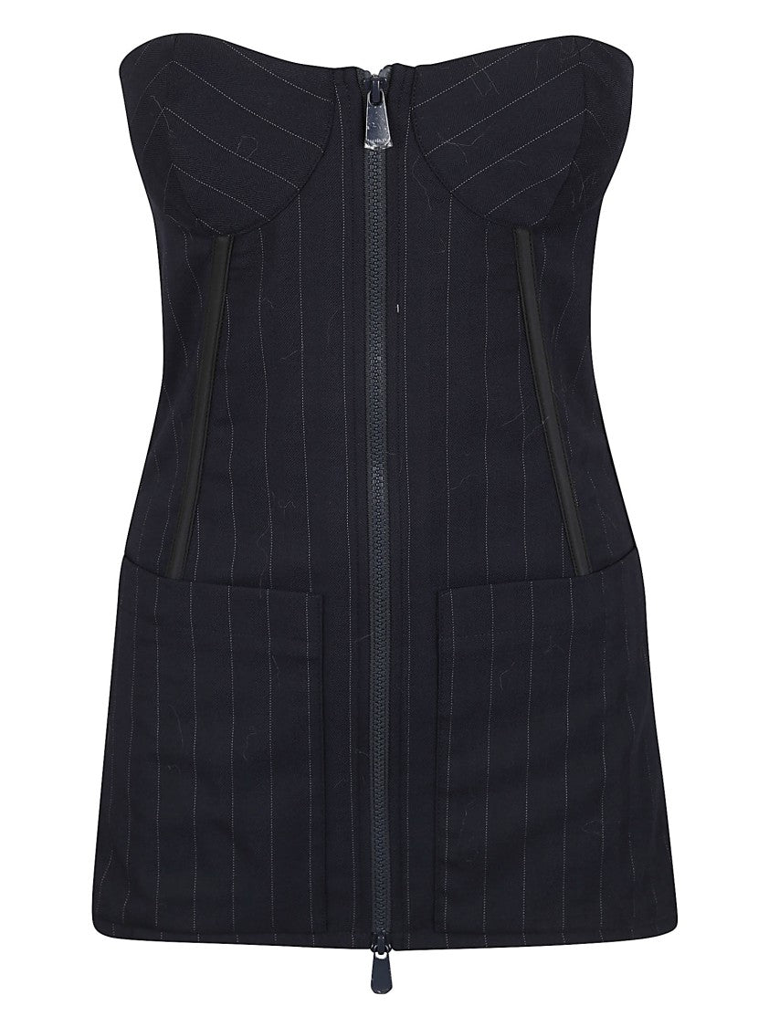 Pinko Structured Black Strapless Top With Corset-Inspired Silhouette