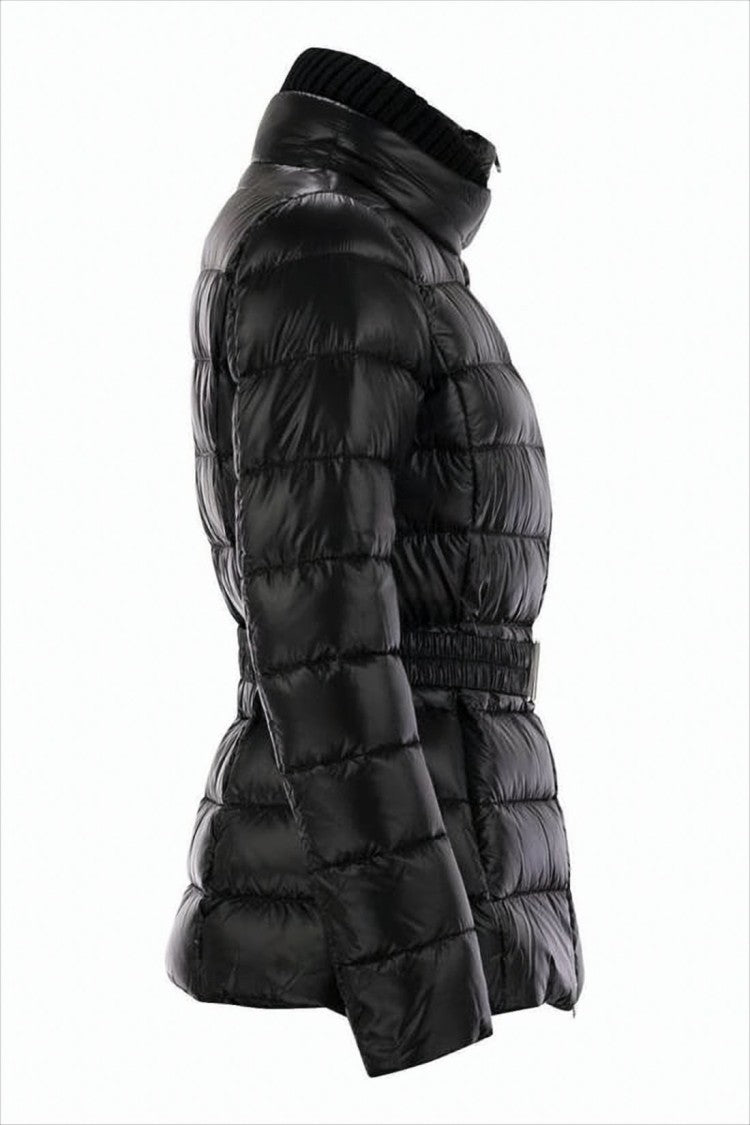 Herno Quilted Black Down Jacket With Ribbed High Collar