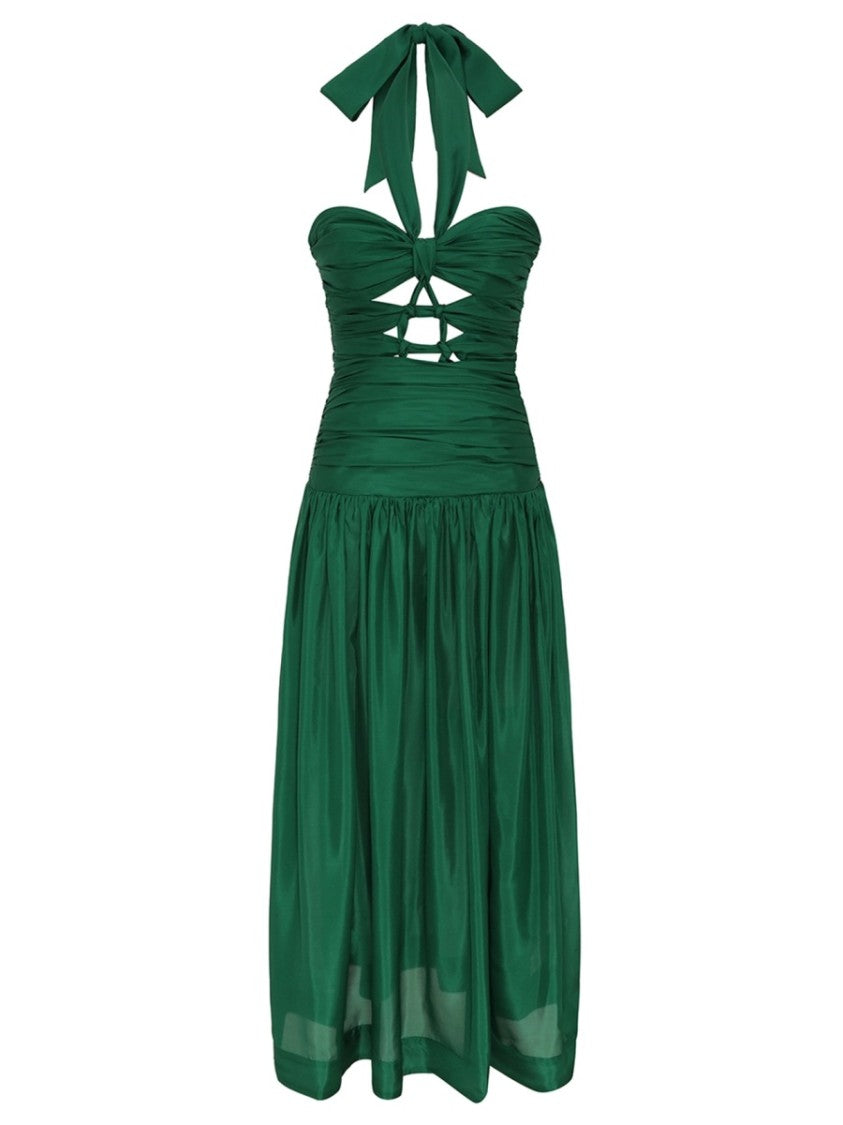 Zimmermann Daylight Silk Halter Knot Midi Dress