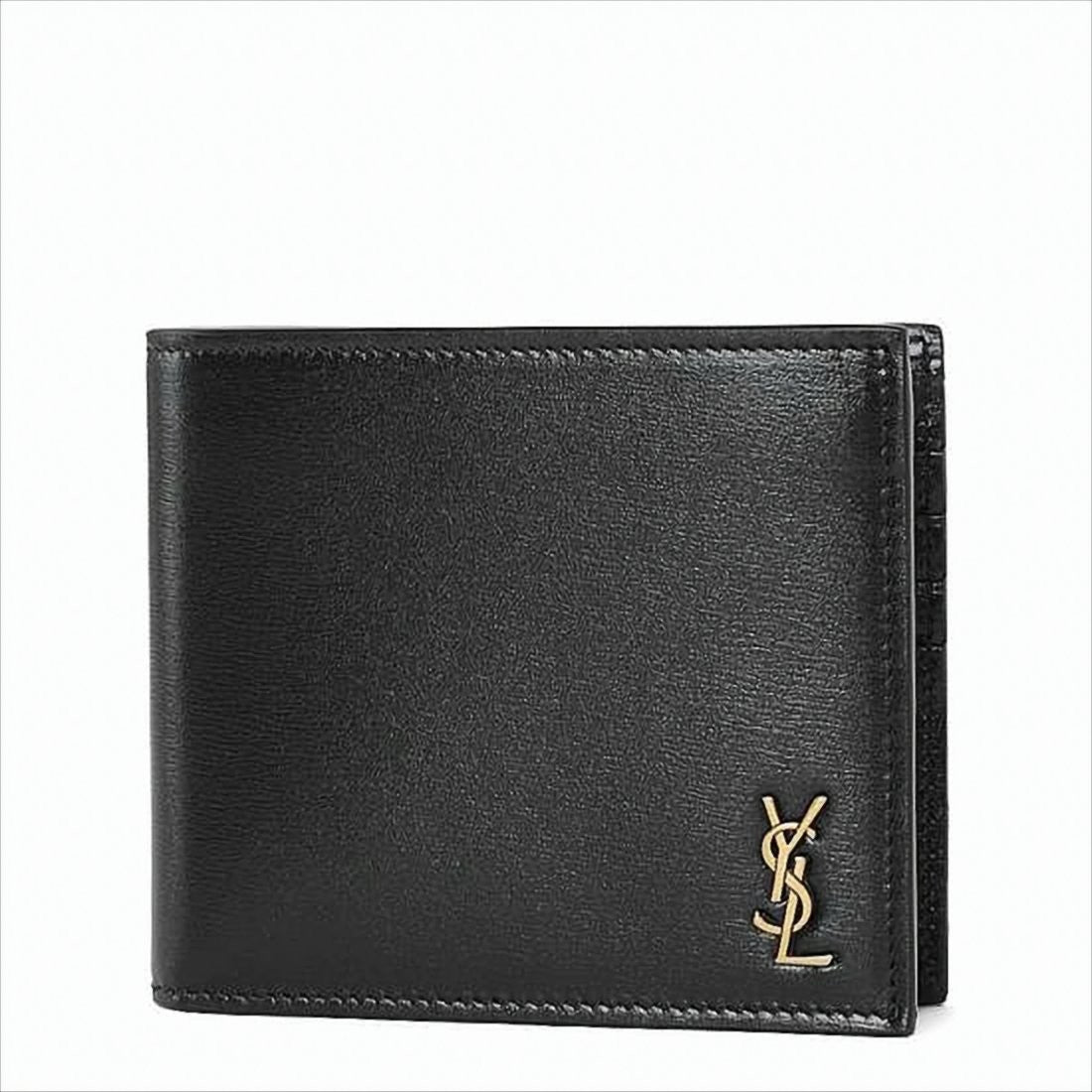 Saint Laurent Bifold Wallet In Smooth Calf Leather With Gold-Tone Emblem