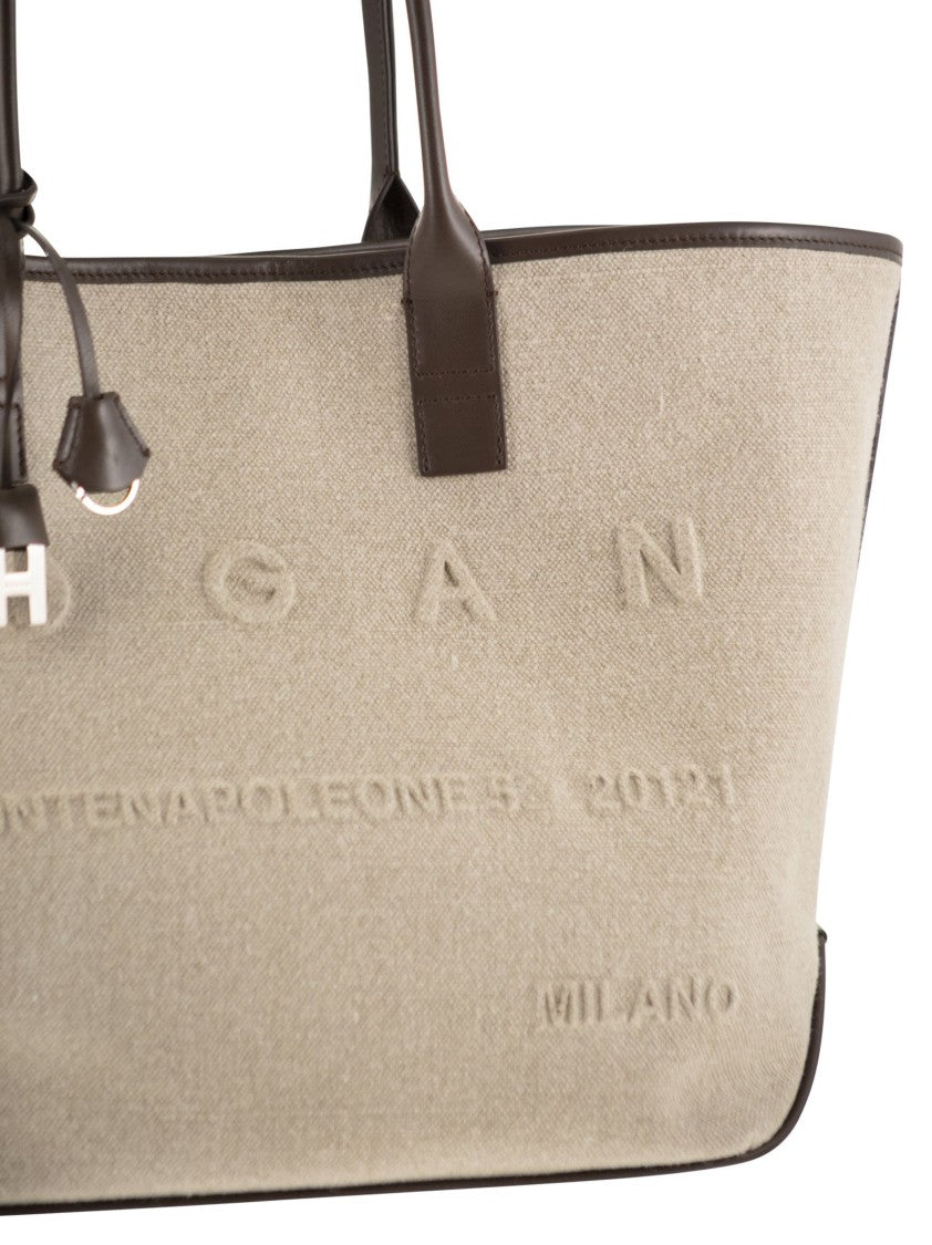 Hogan Linen Shopping Bag With Embossed Address