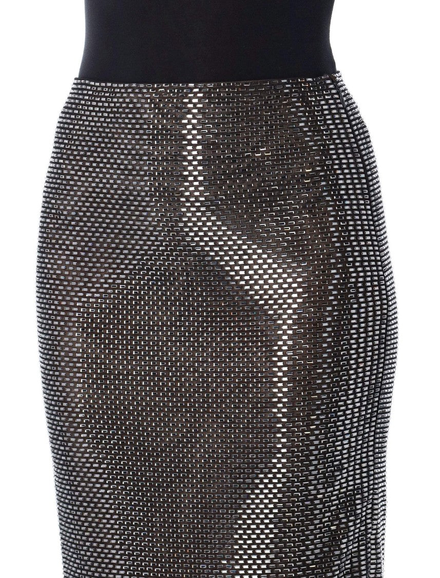 Self-Portrait Jersey Crystal Midi Skirt