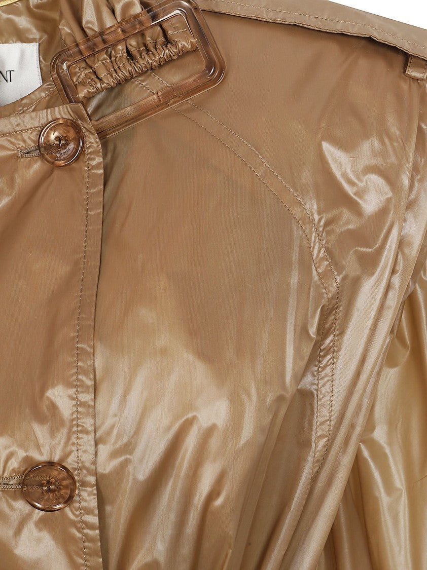 Saint Laurent Glossy Structured Coat With Padded Shoulders
