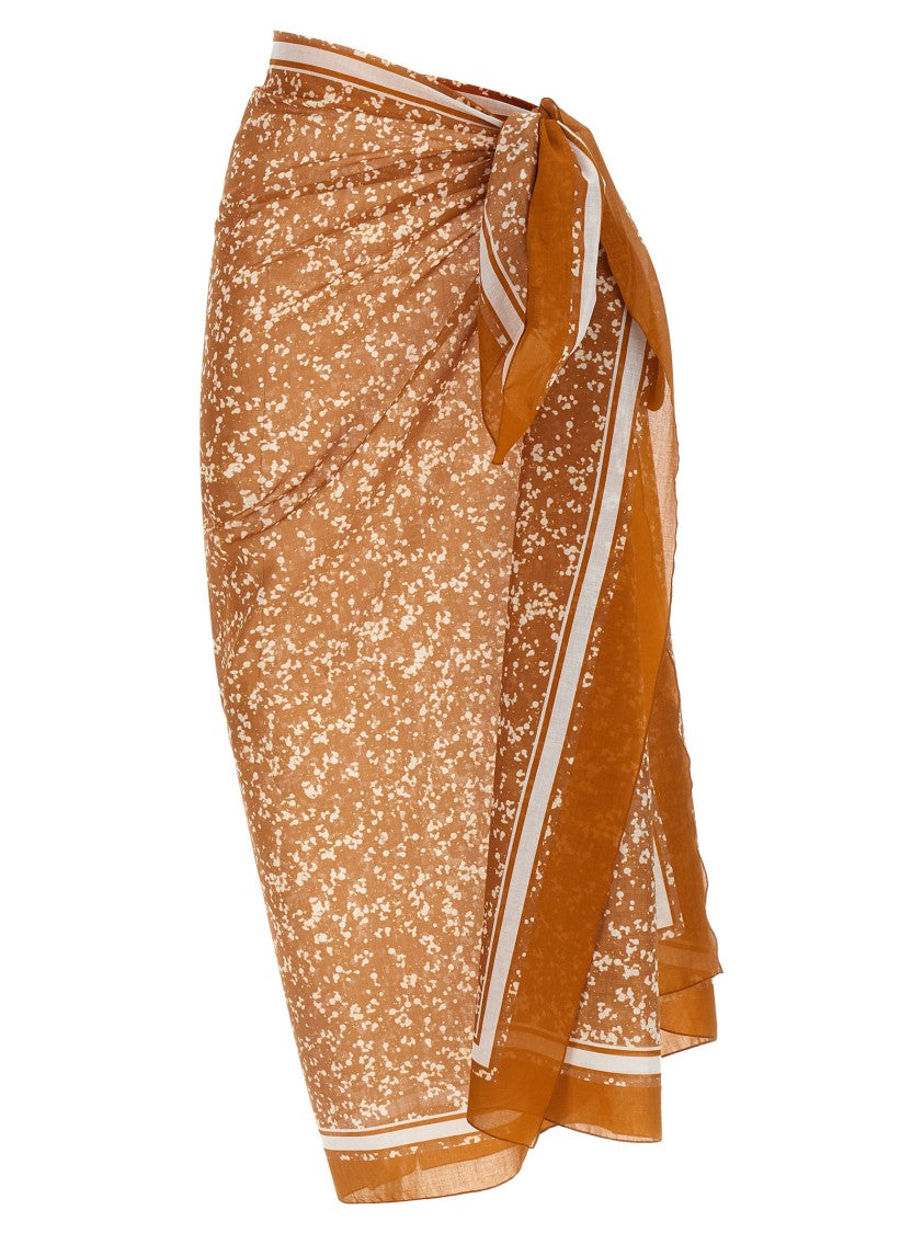 Kiton Flowing Midi Sarong Skirt With Ties And Striped Border