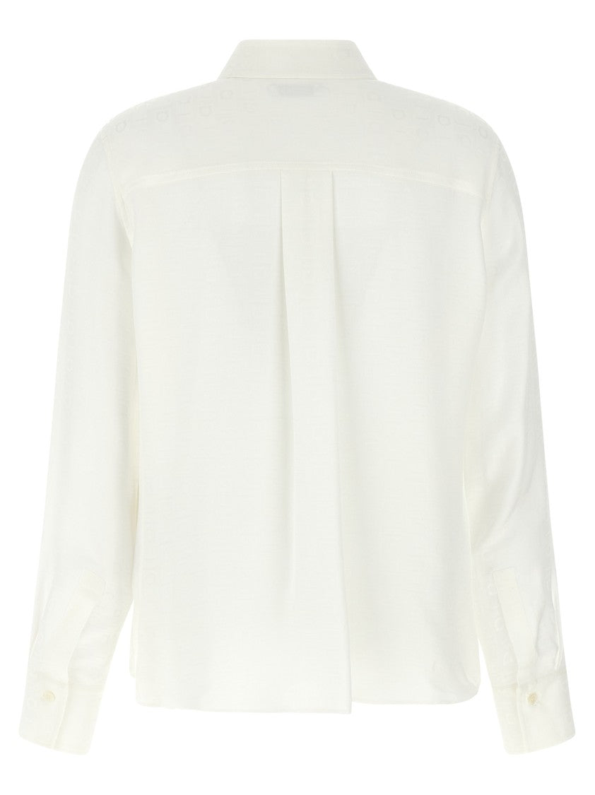 Ferragamo Silk Monogram Jacquard Shirt With Classic Button Closure