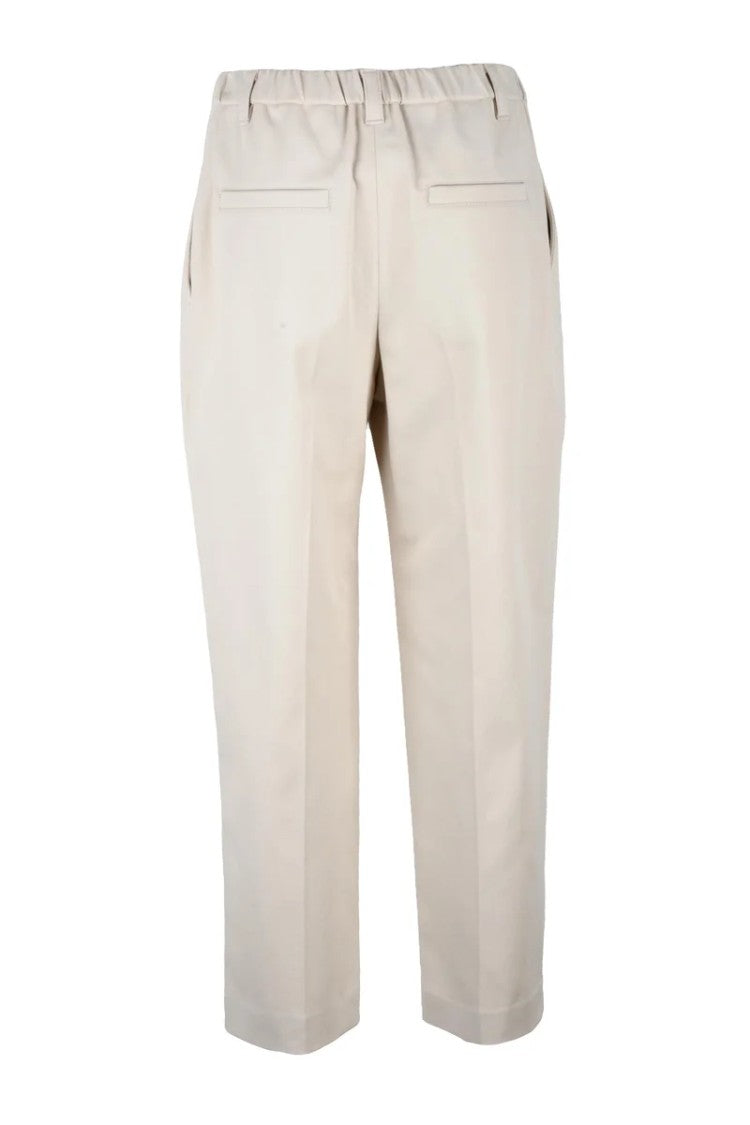Brunello Cucinelli Cropped White Trousers With Tailored Fit