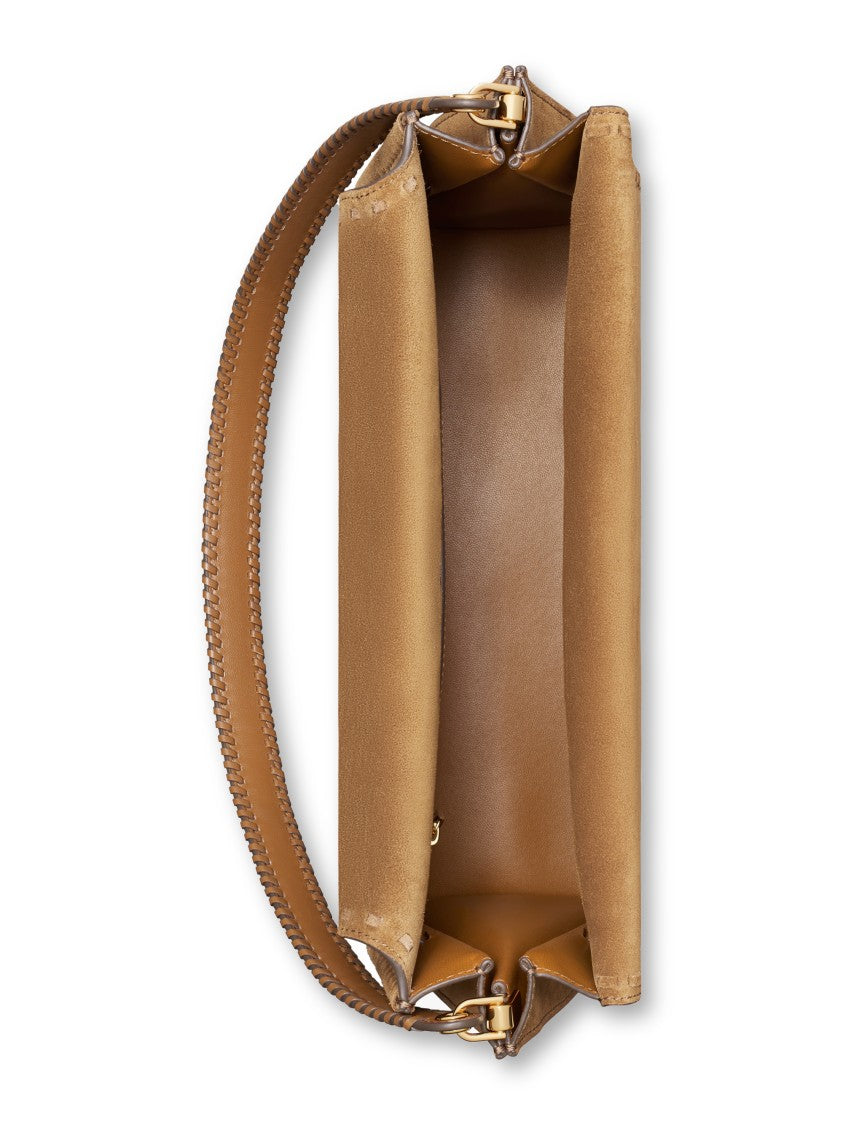 Tory Burch Structured Brown Suede Large Shoulder Bag