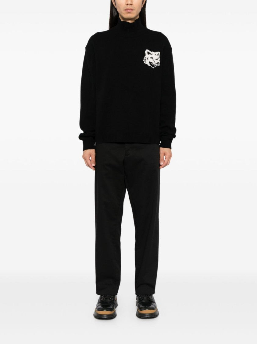 Maison Kitsuné Black Wool Turtleneck