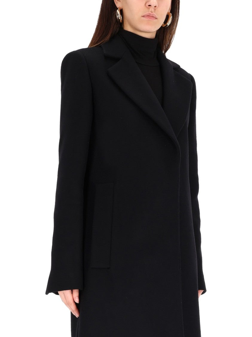 Sportmax Ala Tailored Wide Lapel Virgin Wool Coat
