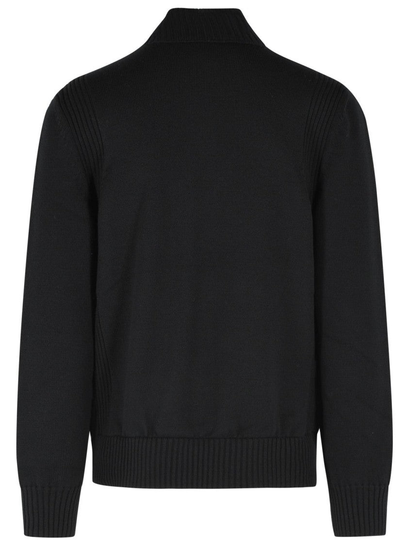 Moncler 'Tricot' Black Virgin Wool Cardigan