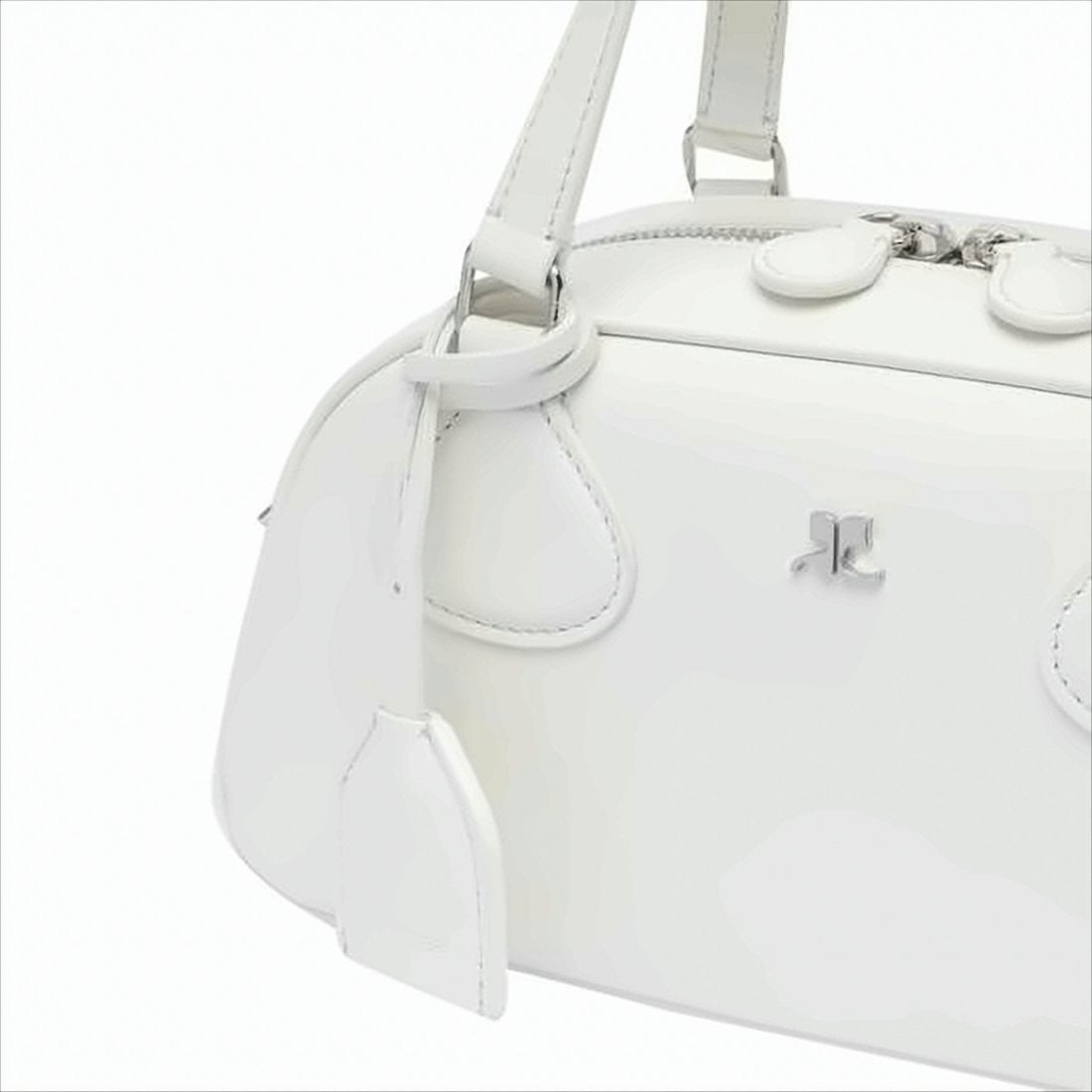 Courrèges Structured White Calf Leather Tote Bag