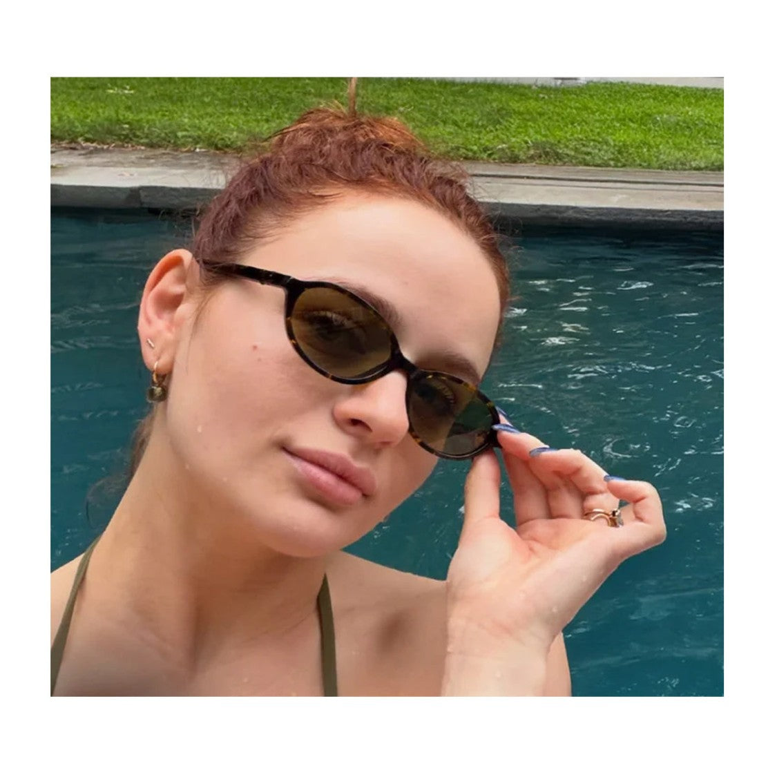 L.G.R. Oval-Shaped Dark Havana Acetate Sunglasses With Green Vintage Lenses
