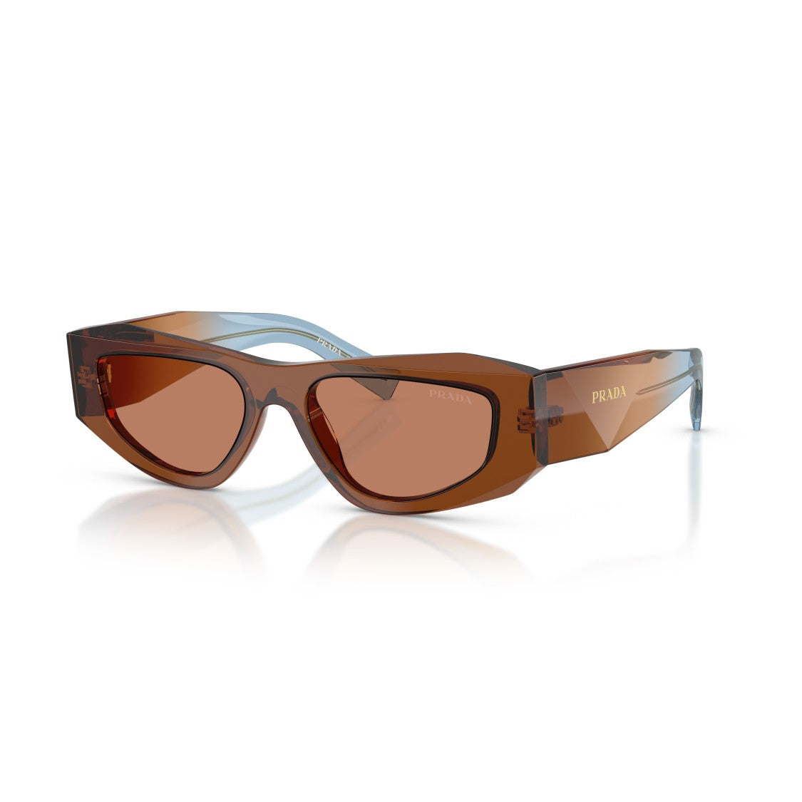 Prada 0Pr B19s Translucent Brown Angular Sunglasses