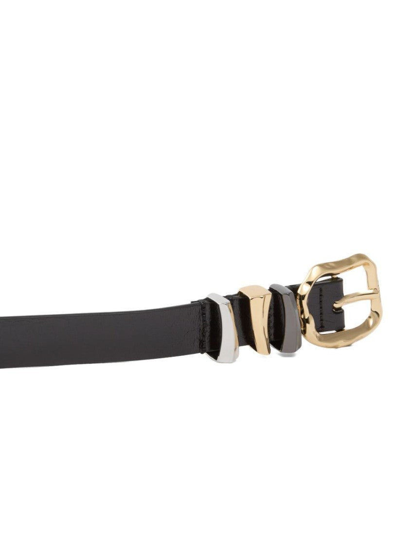 Pinko Leather Belt With Logo Buckle