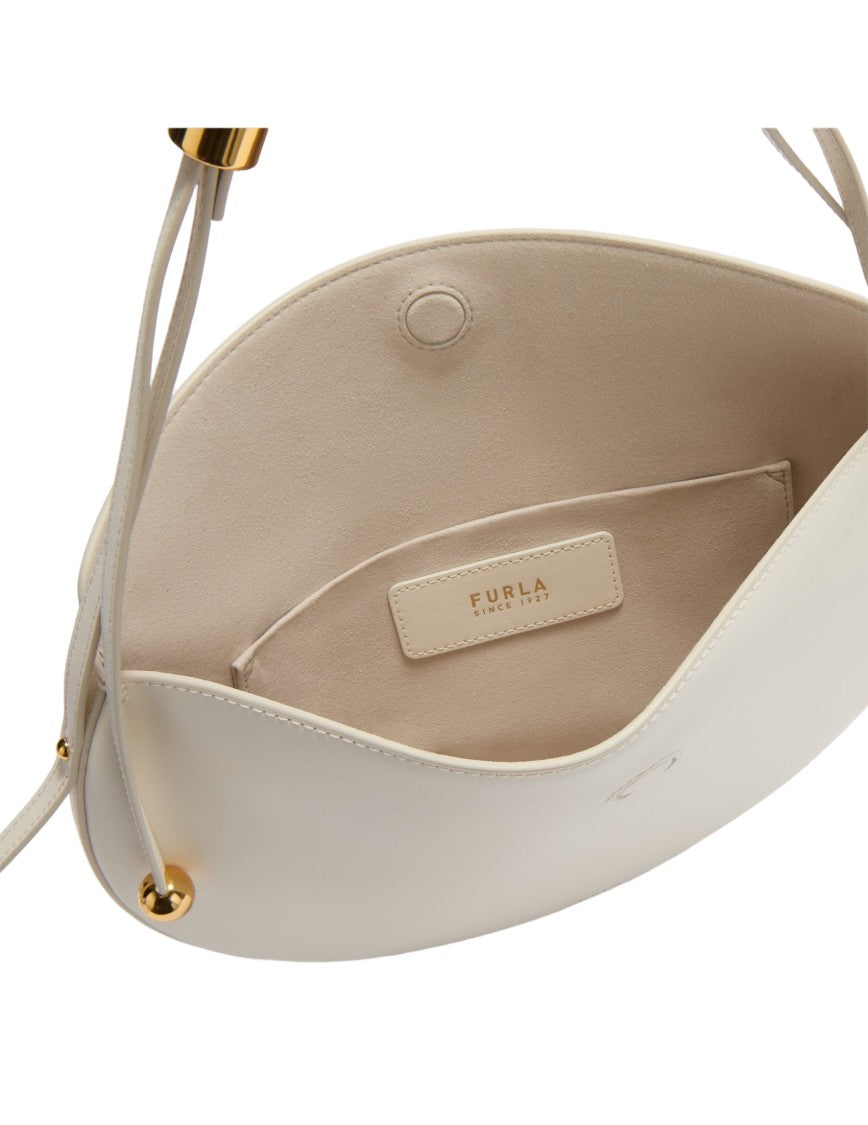 Furla Moonstone S Leather Shoulder Bag, Cream Color