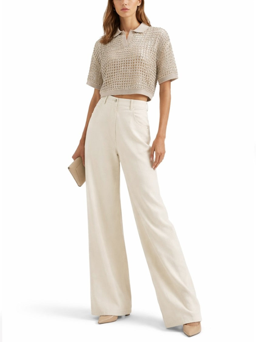 Brunello Cucinelli Semi-Sheer Silk-Linen Knit Polo Shirt