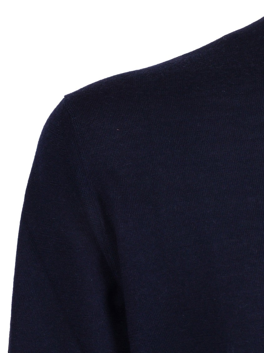 Fedeli Navy Wool Crew Neck Sweater