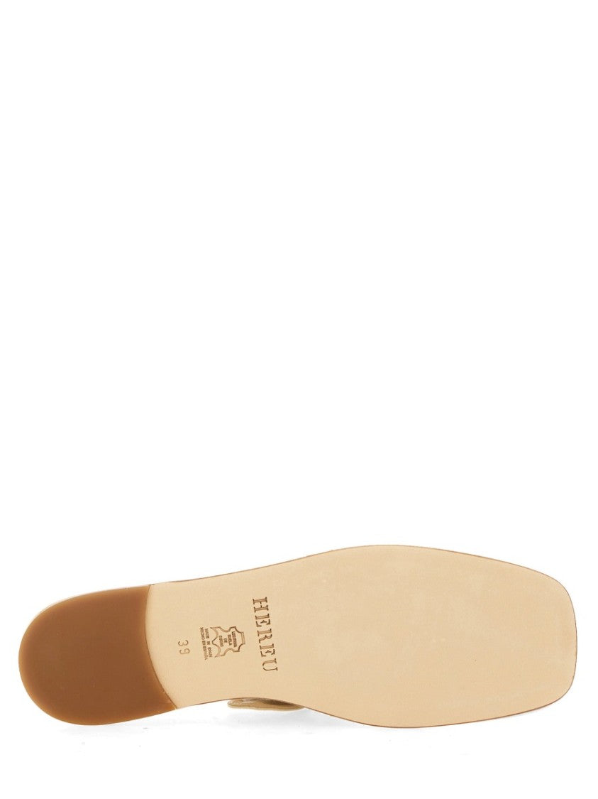 Hereu Neutrals Llasada Pointed Knotted Strap Flats