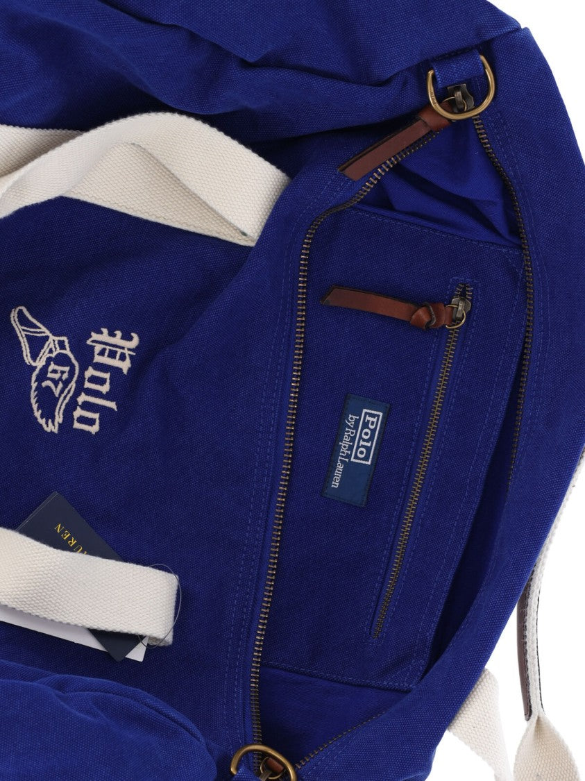 Polo Ralph Lauren Blue Embroidered Logo Cylindrical Bag