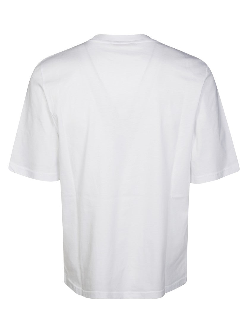 Marni Distressed Red Graphic T-Shirt With Classic Crew Neckline