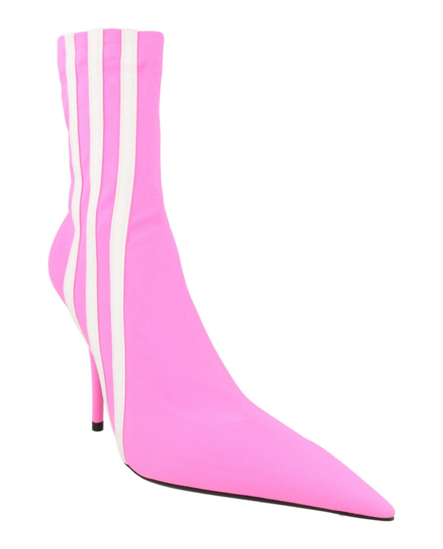 Balenciaga Pointed Toe Pink Booties With Stiletto Heel And Wraparound Fabric
