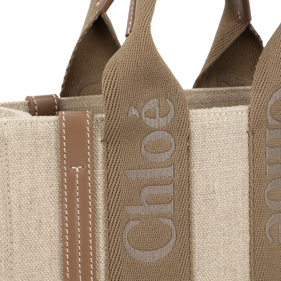 Chloé Small Woody Tote Bag In Linen