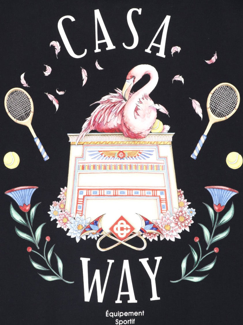 Casablanca Black Graphic T-Shirt With Casa Way Motif