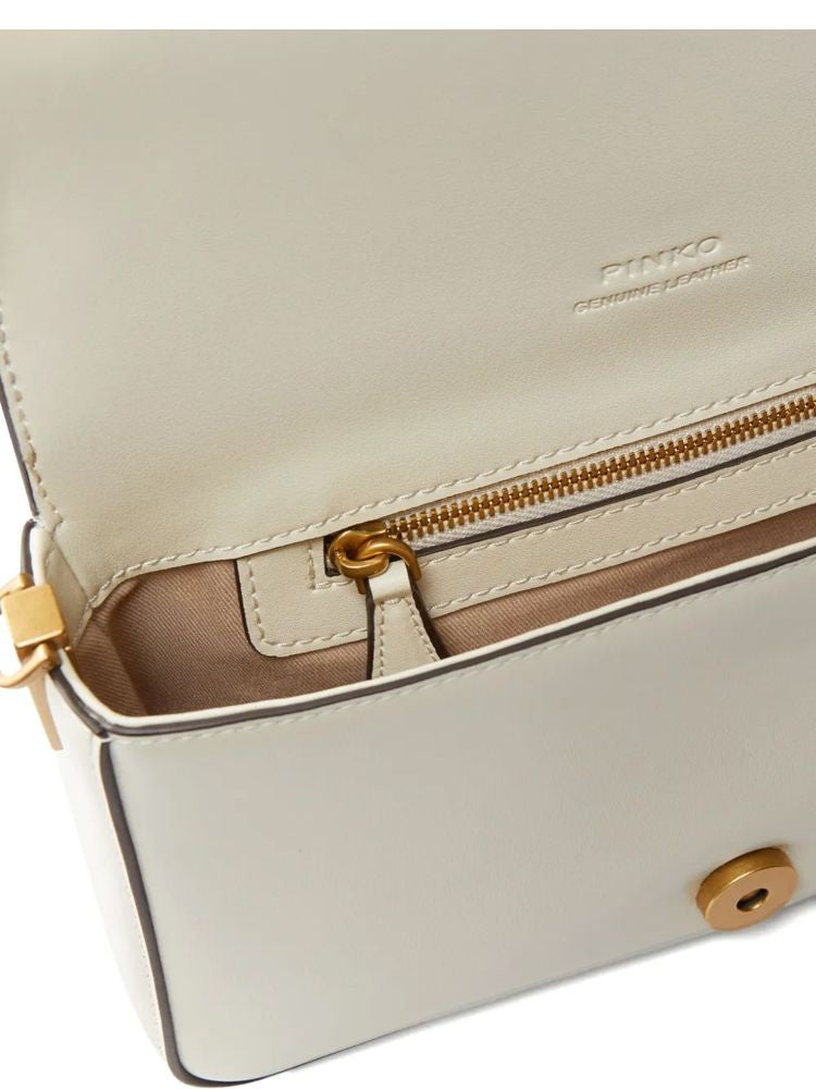 Pinko Mini Slouchy Shoulder Bag With Gold Emblem And Crystal Accents