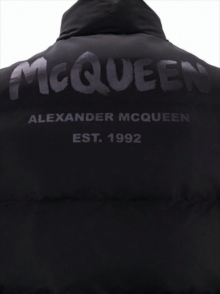 Alexander Mcqueen Padded Black Vest With High Collar