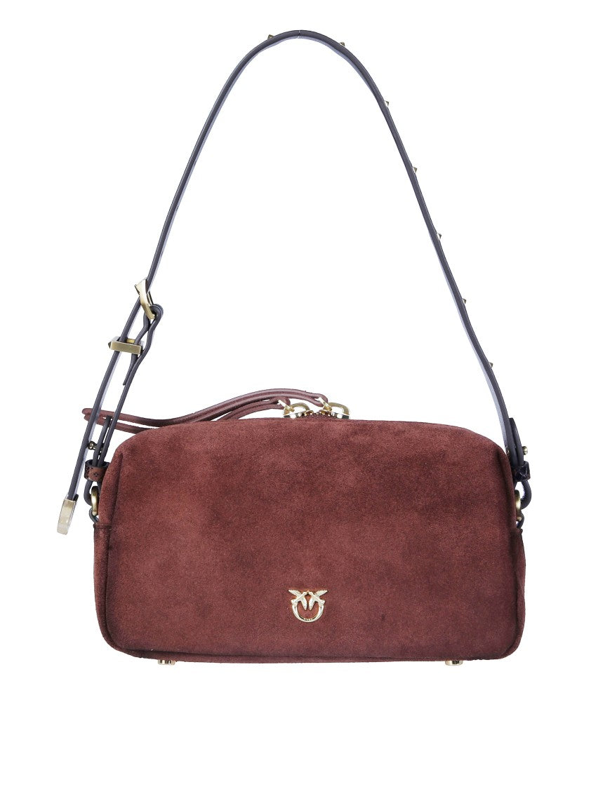 Pinko Mini Suede Bauletto Bag With Gold Accents