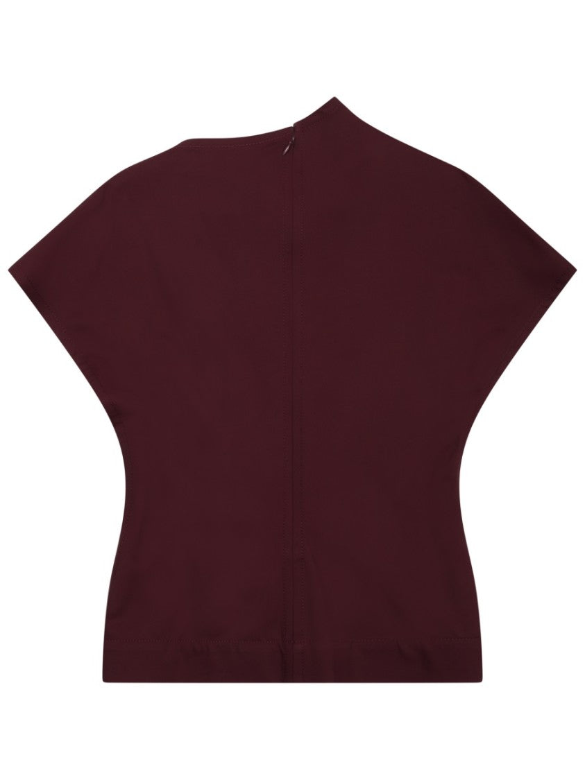 Bottega Veneta Draped Burgundy Top With Asymmetrical Neckline