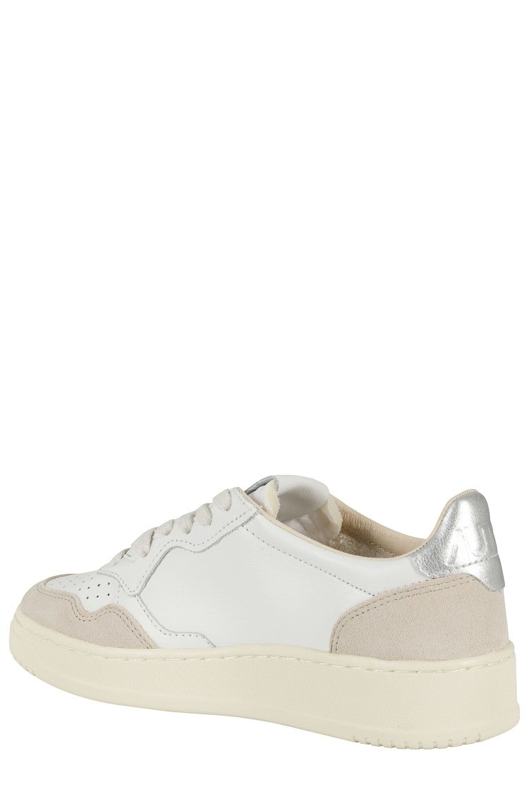 Autry White Silver Medalist Low Suede Leather Sneakers