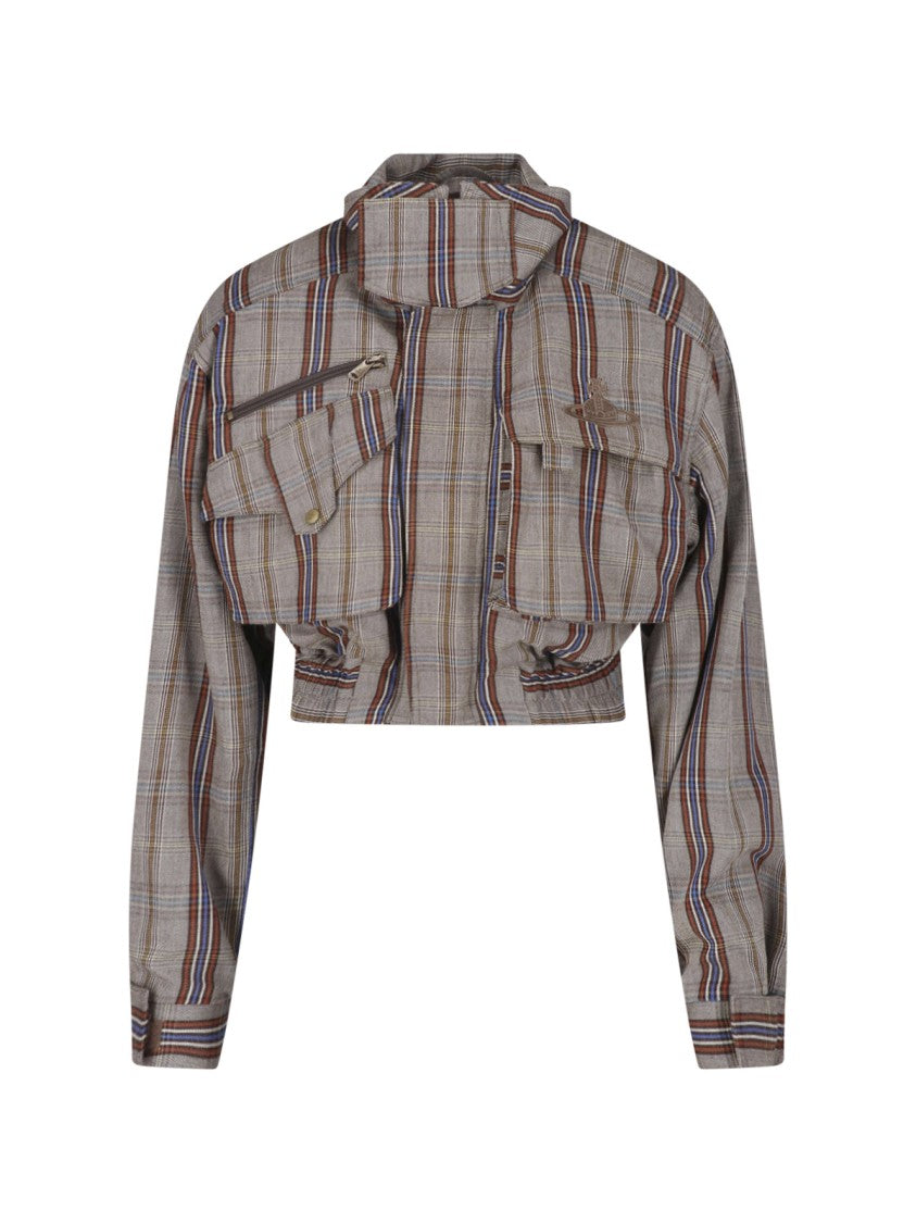 Vivienne Westwood Memphis Multicolor Check High Collar Viscose Jacket